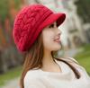 Gorra de Pato Tejida Estilo Coreano para Mujer Otoño e Invierno Gorro de Piel de Conejo con Flecha de Lana Gruesa de Doble Capa Cálido con Protección para las Orejas Envío Directo