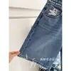 Shorts Jeans Rasgado para Mulheres, Estilo Verão Fino, Tamanho Plus Size, Adequado para Corpo em Formato de Pera, Cintura Alta, Caimento Solto, Emagrecedor, Perna Larga, Shorts na Altura do Joelho