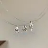 Zhuo Zhi Fan Joyería Estilo Emperatriz Plata S925 Hilo de Pescar Invisible Collar Estilo Verano Versátil Cadena Clásica para Clavícula