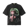 26 Marca Europea y Americana de Tendencia Transfronteriza Colaboración Travis Scott Camiseta de Manga Corta Lavada Vintage Unisex High Street Manga Media