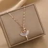 Colar feminino de aço titânio com pingente de menina bailarina cravejado com zircônia de alta qualidade europeia e americana, joias versáteis para moda, atacado