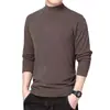 Suéter de punto con forro polar de doble cara para otoño e invierno, camiseta de manga larga para hombre con cuello medio alto, ropa interior térmica engrosada, al por mayor