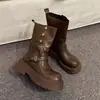 Botines Martin de caña media para mujer petite, botines retro nuevos de otoño 2026, botines cortos de moda en color marrón