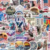 50 Peças de Adesivos Criativos de Desenho Animado Retro Americano para DIY Caderno Mala Malas Adesivos Decorativos à Prova d'Água Atacado Transfronteiriço