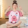 Pijama Infantil de Verão Meninos e Meninas Algodão Ice Silk Pit Fino Roupa de Casa Grande Manga Curta Roupa Pai-Filho Mãe-Filha
