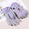 Novas luvas de esqui femininas para outono e inverno 2023 tela sensível ao toque forradas com fleece espessadas desenho animado punho ajustável
