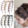 Diadema de plástico ondulada de dientes finos transfronteriza de Amazon, diadema simple antideslizante con dientes, diadema con estampado de leopardo, diadema retro para mujer