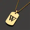 Collar Popular Transfronterizo de Acero Inoxidable Hueco con 26 Letras Inglesas Versátil Simple Moderno Unisex Pareja Joyería de Marca Militar