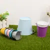Venta al por mayor de fábrica Cubo de metal de hojalata de colores en maceta Mini cubo pequeño de hierro Adorno de artesanía creativa Cubo de hierro rojo de mano para niños