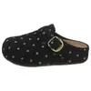 Sapatos femininos de moda Boken versáteis de outono com sola grossa estilo novo 2026 confortáveis retrô com bolinhas biqueira chinelos de meio chinelo com fivela de couro