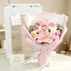 Ramo de hilo de ganchillo hecho a mano de tulipanes transfronterizo, flores de cosmos tejidas, rosas artificiales, regalo de recuerdo para el Día de San Valentín