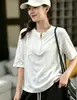2026 Nuevo Producto de Principios de Otoño Estilo Coreano Camiseta Holgada de Cuello Redondo de Manga Media para Mujer Color Sólido Holgada Cuello Semiabierto Camisa Base MHMHT
