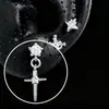 Pendientes Únicos de Hélice de Hueso de Oreja con Serpiente Entrelazada Dulce y Fresca con Diseño de Colgante de Cruz Estrella
