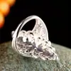 Cao Shibo Estilo Étnico Bohemio Joyería de Mano Hueco Retro Patrón Floral Anillo Ancho Nicho Estilo Envejecido Anillo Abierto