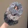 Scrunchie de Renda com Estampa de Leopardo Azul Francês para Mulheres Rabo de Cavalo Baixo High-End Gentil Uso Diário Versátil Elástico de Cabelo Acessório de Cabeça