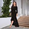 23023 Macacão Oficial Feminino Plus Size Amazon Manga Três Quartos Cauda de Sereia Barra Alta e Baixa Extra Longo Veludo