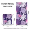 Toalha de Praia Pronta Bolsa Tudo-em-Um Toalha de Praia Dobrável Mochila de Armazenamento Portátil Toalha de Banho Estampada de Microfibra