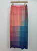 Conjunto de Moda de Falda Versátil Juvenil Elegante Colorblock Plegada de Manga Larga de Alta Calidad Dopamina