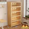 Librería a prueba de polvo de madera maciza, montada en la pared, color nogal, armario de almacenamiento, estantería de pie, estantería para el hogar