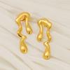 Brincos Europeus e Americanos Novos Banhados a Ouro 18k Formato Irregular de Gota d'Água Design de Onda Brincos Geométricos da Moda Versáteis