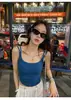 Camisola Atrevida y Sexy para Chica con Espalda Descubierta y Almohadillas en el Pecho para Evitar la Exposición, Top Corto sin Mangas con Sujetador Incorporado