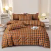 Juego de cama de cuatro piezas con estampado de cachemira y algodón, estilo simple, grueso y esponjoso, para dormitorio de estudiantes, sábana y funda de edredón.
