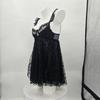 Camisola de Malha com Flocagem de Verão Lingerie Transparente Roupa de Casa Sutiã com Aro Camisola Franzida Sexy Tamanho Plus para Mulheres Curvilíneas