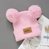 Gorro de Punto para Niños Otoño e Invierno Niño Bebé Lana Bonita Bola de Pelo A prueba de Frío Cálido Letra Niñas Gorro Pullover