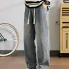 Pantalones vaqueros finos de verano 2023 para hombre, marca de moda, estilo americano, holgados, rectos, informales, de pierna ancha y largos