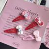 Gran lazo rojo con forma de gato kt, pinza BB, flequillo con forma de corazón para niña, horquilla lateral, tocado de dibujos animados para mujer, bonitos accesorios para el cabello.