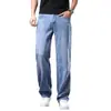 Jeans de Lyocell Tencel de Alta Gama Italianos para Hombre, Nuevo Estilo Otoño, Pierna Recta Holgada, Pantalones Largos Casuales con Caída