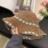 Sombrero de Paja con Encaje para Mujer Verano Nuevo Paja Hueco Sombrero de Sol con Correa de Lazo Protección Solar Costera Sombrero de Sol
