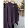 Suéter de Tricô Aveludado Macio e Ceroso com Estampa de Guaxinim para Mulheres no Inverno, Gola Alta, Tricô de Lã Preguiçoso e Solto, Camada Base Interna