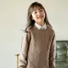 Suéter Grueso de Lana 100% para Niños 2026 Nuevo Jersey de Punto de Color Sólido con Cuello Redondo para Niños y Niñas Camiseta Base de Punto Otoño e Invierno