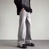 Jeans grises ahumados para hombre, nuevo estilo retro americano de verano, pantalones ajustados rectos microacampanados