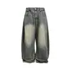 Yidao Vintage 2025 Outono Novo Retro Americano Lavado Desgastado Nicho Marca Tendência Jeans Unissex Calças de Perna Larga