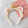 Lana de Cordero Rosa Serie Oso Mantequilla Diadema Lindas Orejas de Gato Encaje Pasador Personaje de Dibujos Animados Accesorios para el Cabello