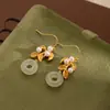[Seleção Premium] Brincos de Pérola com Pingente de Gota de Óleo de Jade Sintético Novo Estilo Chinês Brincos Retro com Franja de Gota d'Água Acessórios Simples Hanfu para Mulheres