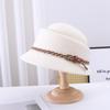 Topper de Otoño e Invierno Cinturón para Mujer Lana Sombrero de Pescador de Lana Estilo Británico Francés Sombrero de Copa de Fieltro de Lana Sombrero Resistente al Viento de Invierno