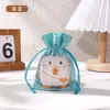 Bolsas de imitación de lino compuestas con cordón en stock, bolsas de lino con cordón para joyería y empaque de regalos, bolsas de almacenamiento de lino al por mayor