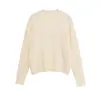 Moda Versátil Casual Simples Gola Redonda Manga Longa Tricô Trançado Punhos com Costela Suéter Top Feminino Outono 2025
