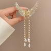 Presilha de Cabelo Pequena com Borboleta e Franja Meio Presa para Mulheres Novo Estilo Pequena Presilha na Parte de Trás da Cabeça Acessório de Cabelo Médio