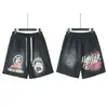 Hellstar Transfronteiriço Marca Tendência Europeia e Americana Verão Casual Esportivo Unissex Shorts Lavados Calças de Cinco Pontos