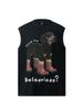 Chaleco Retro Divertido Estilo Americano Verano para Hombre y Mujer Marca de Moda Calle Suelto Combinable para Pareja Camiseta sin Mangas