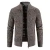Amazon Otoño Invierno Europeo y Americano para Hombre Cárdigan de Felpa Gruesa Chaqueta Suéter Cuello Alto Tejido Cálido Chaqueta con Cremallera