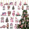 Novos Enfeites de Natal Estilo Rosa Fofo Decoração Criativa para Festa de Natal Decoração de Natal de Madeira para Casa Presente
