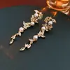 Brincos de Tarraxa Espiga de Trigo com Zircônia Agulha de Prata Estilo Minimalista de Luxo Nicho Brincos de Pérola Artificial Brincos de Moda de Alta Qualidade para Mulheres