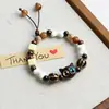Pulsera de Cerámica de Jingdezhen, Regalo de Estilo Chino Tradicional, Tejida a Mano, Fresca y Versátil para Niñas, Nueva Pulsera de Hilo de Cerámica Estilo Chino