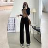 Jeans Retro Estilo Ins con Dos Botones, Nuevo 2025 Pantalones de Pierna Ancha Fluidos de Corte Delgado hasta el Suelo, de Tiro Alto para Mujer