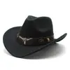 Sombrero Más Vendido de Amazon Estilo Étnico Etiqueta de Vaca Sombrero de Vaquero Occidental Ala Enrollada Sombrero Retro para Montar a Caballo Sombrero de Fieltro de Lana